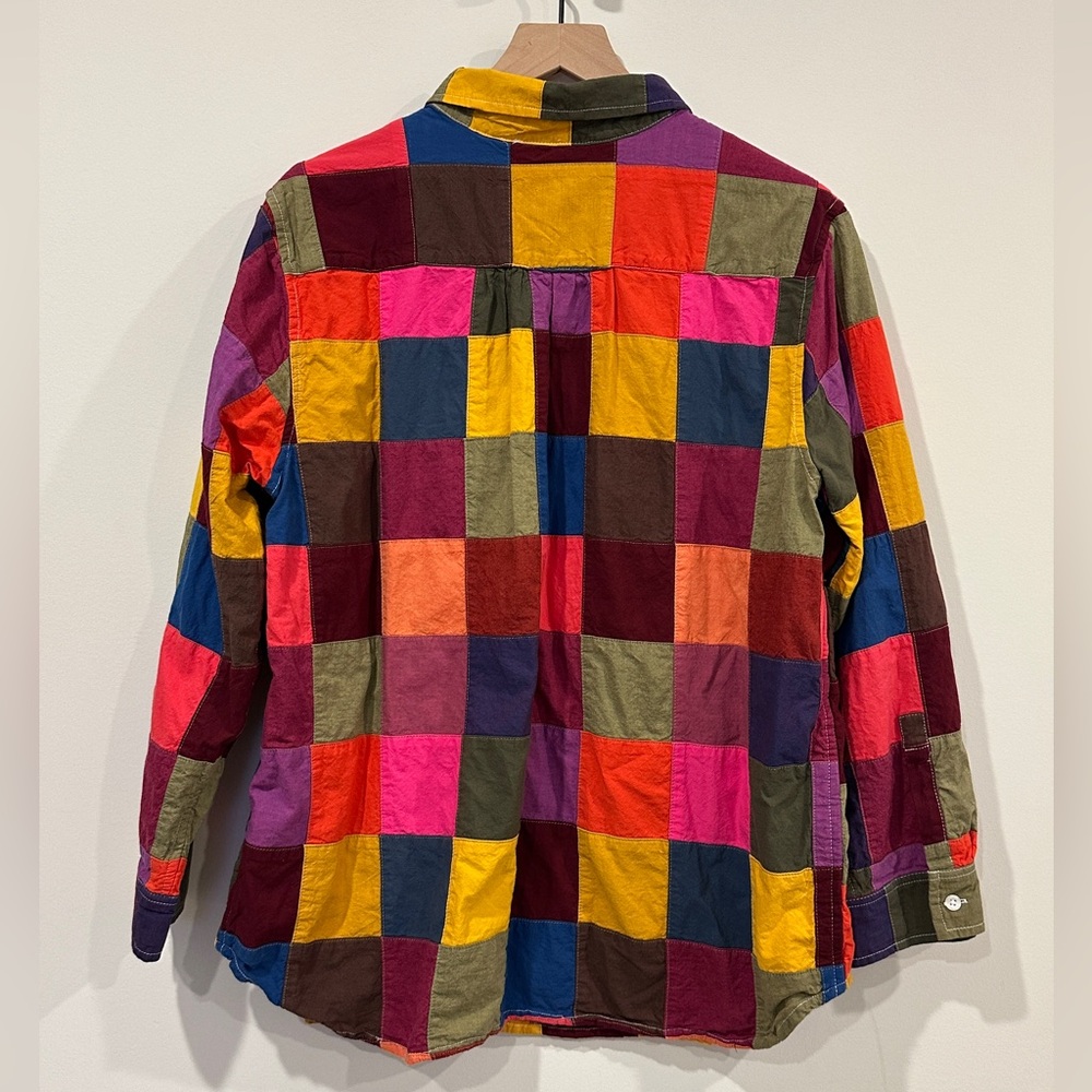 Lands'end Colorful Patchwork Button Down Shirt 10… - image 5